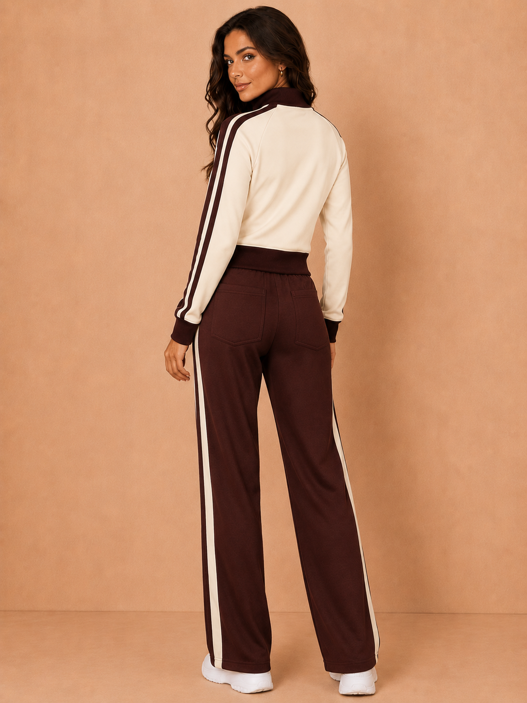 Aliyah Chocolate Contrast Stripe Co Ord