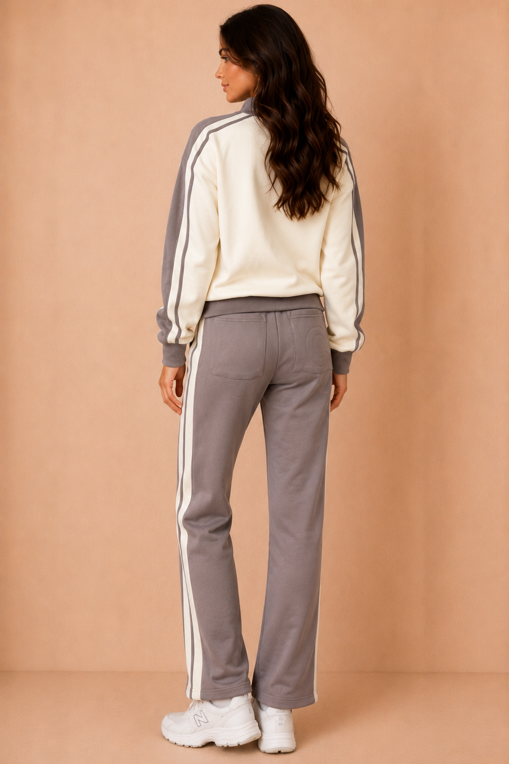 Aliyah Taupe Contrast Stripe Co Ord