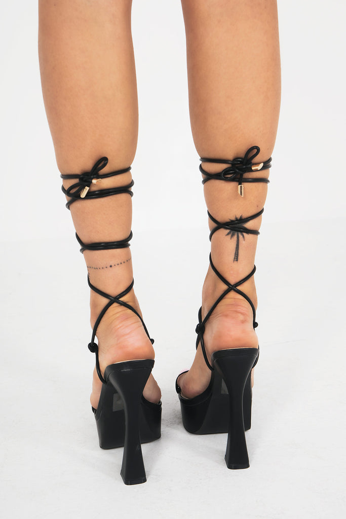 Allison Black Lace Up Platform Heels