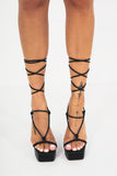 Allison Black Lace Up Platform Heels