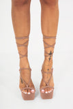 Allison Nude Lace Up Platform Heels