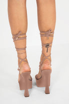 Allison Nude Lace Up Platform Heels