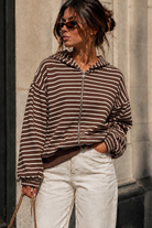 Alma Chocolate Striped Zip Up Hoodie