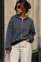 Alma Navy Striped Zip Up Hoodie