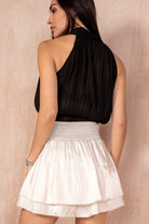 Alma Peach Satin Tie Front Skort
