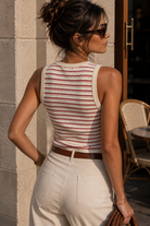 Alyssa Pink and Cream Ribbed Striped Top