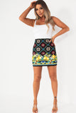 Amara Black Printed Mini Skirt