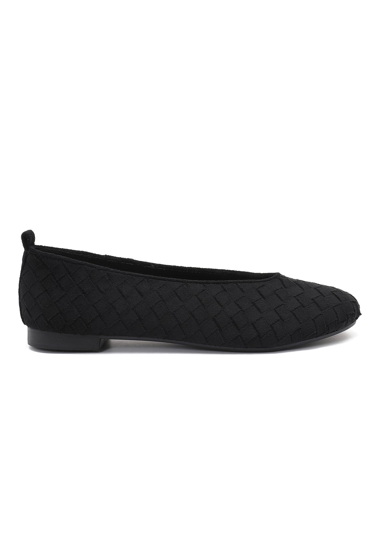 Amara Black Suedette Woven Ballet Pumps