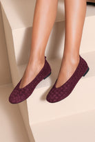 Amara Burgundy Suedette Woven Ballet Pumps