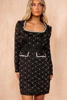 Amaranta Black Tweed Beaded Dress