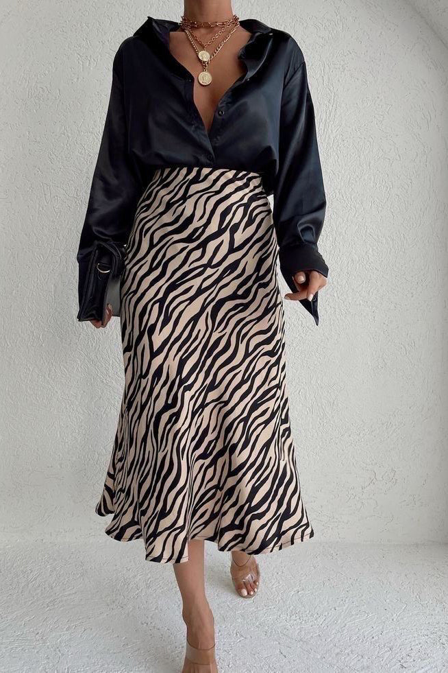 Amari Black Zebra Print Skirt