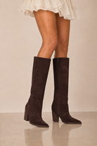 Amelia Chocolate Suedette Knee High Boots
