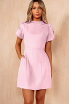 strapless open back dress Pink Puff Sleeve Corset Dress main image 1