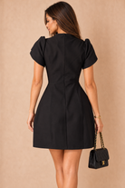 Ami Black High Neck Mini Dress