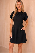 Ami Black High Neck Mini Dress