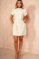 Ami Ivory High Neck Mini Dress