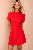 Ami Red High Neck Mini Dress