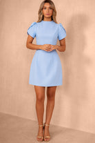 Ami Sky Blue High Neck Mini Dress