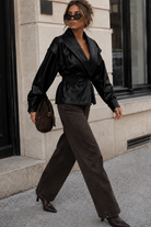 Amira Black Faux Leather Jacket