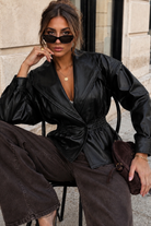 Amira Black Faux Leather Jacket