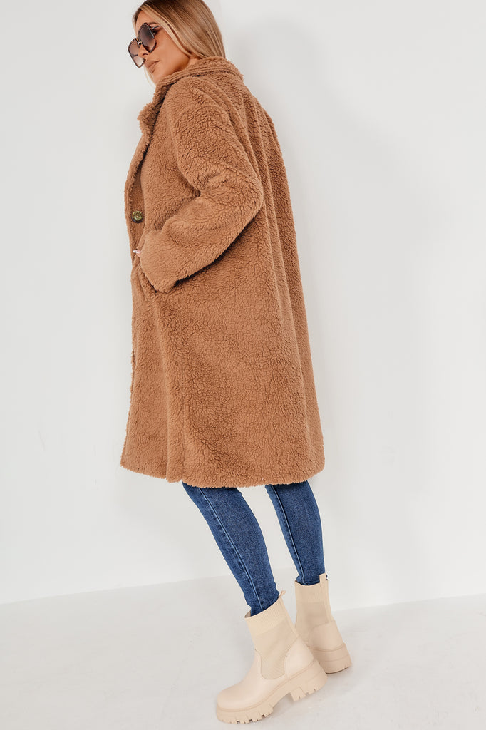 Oversized camel 2025 teddy coat