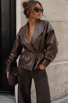 Amira Chocolate Faux Leather Jacket