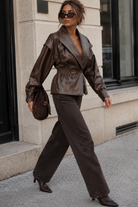 Amira Chocolate Faux Leather Jacket