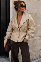 Amira Stone Faux Leather Jacket