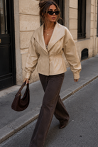 Amira Stone Faux Leather Jacket