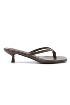 Amora Chocolate Toe Post Kitten Heeled Mules