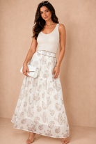 Amora Cream Printed Boho Maxi Skirt