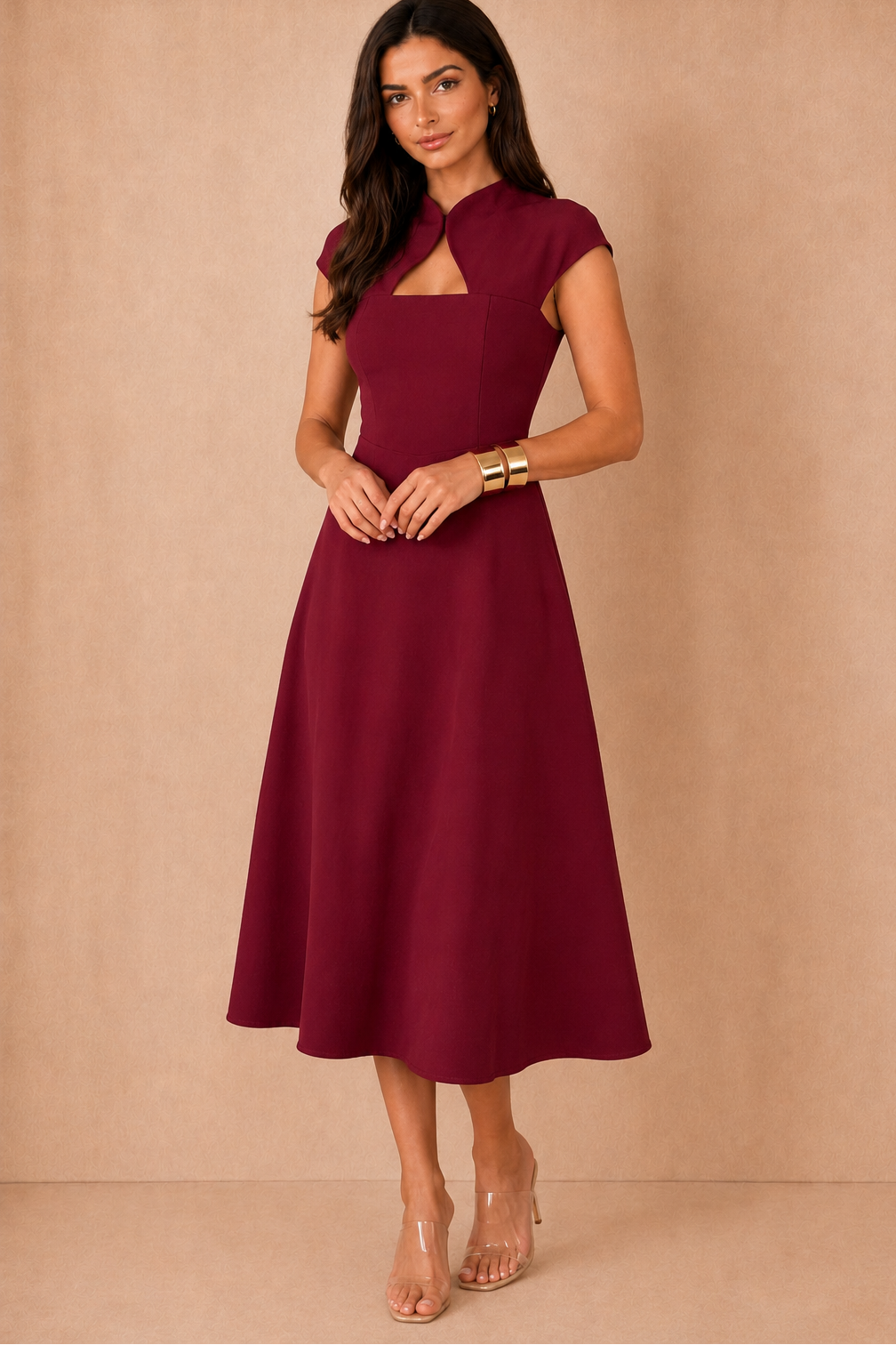 Amora Wine Midi Dress