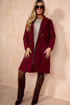 Angelina Burgundy Wool Double Breasted Coat