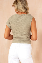 Angelina Khaki Textured One Shoulder Top