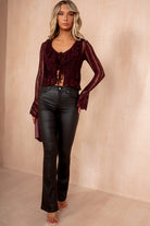 Angie Burgundy Lace Frill Top