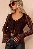 Angie Chocolate Lace Frill Top