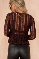 Angie Chocolate Lace Frill Top