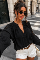 Anna Black Cotton Cut Out Shirt