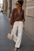 Anna Chocolate Cotton Cut Out Shirt