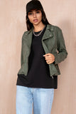 Anna Khaki Suedette Biker Jacket