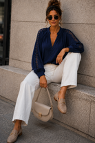 Anna Navy Cotton Cut Out Shirt