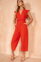 Anne Burnt Orange Wrap Jumpsuit