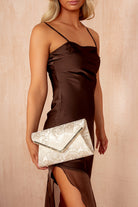 Annika Gold Floral Print Detachable Chain Bag