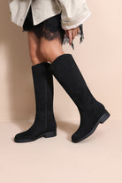 Aoife Black Suedette Knee High Boots