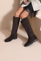 Aoife Dark Brown Suedette Knee High Boots