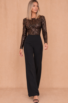 Arabella Bronze Sequin Wide Leg Jumpsuit