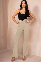 Ari Taupe High Waist Flared Trousers