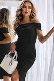 Aria Black Bardot Midi Dress