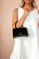 Aria Black PU Croc Detachable Chain Bag