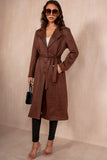 Arianna Chocolate Suedette Belted Coat